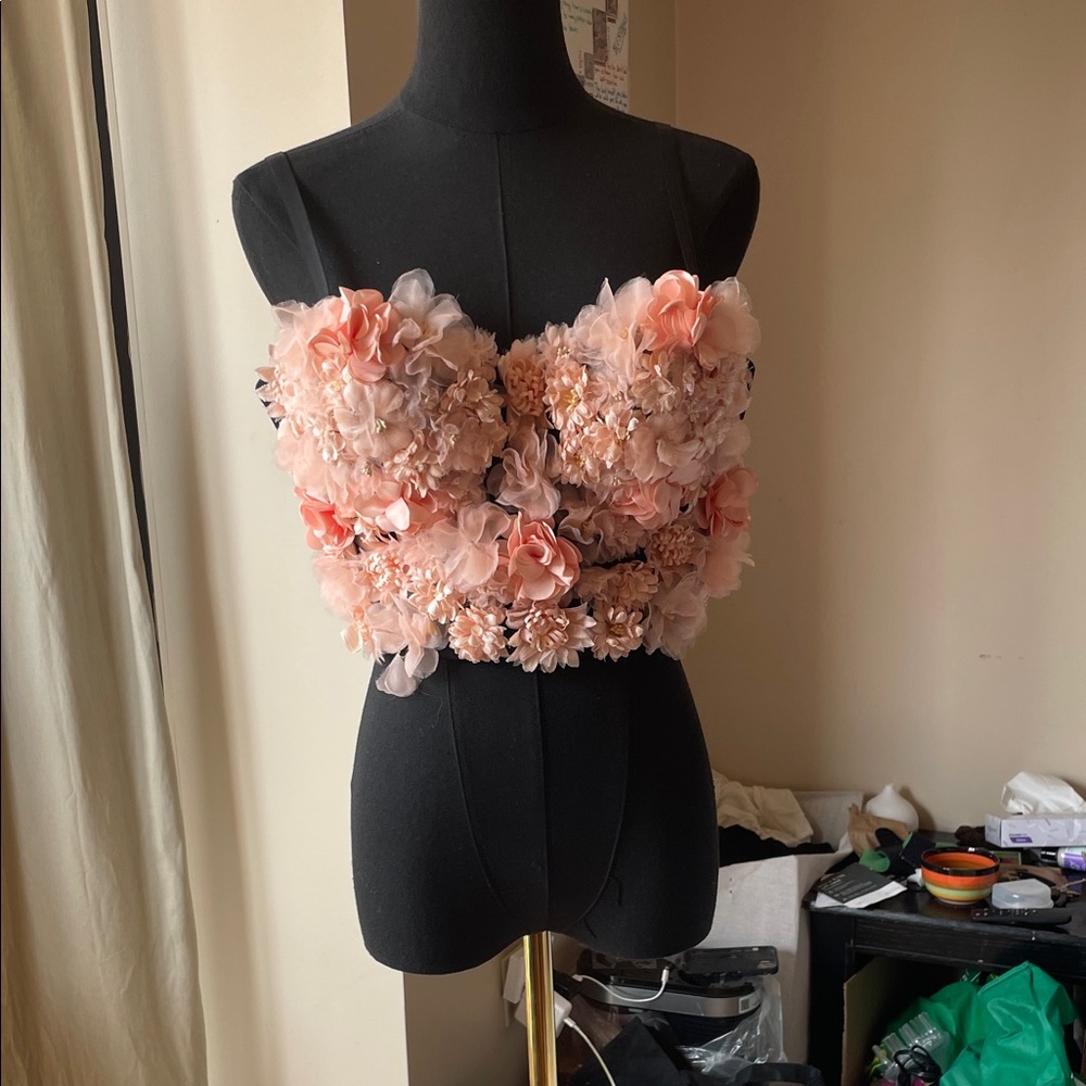 Floral Embellished Bustier Top